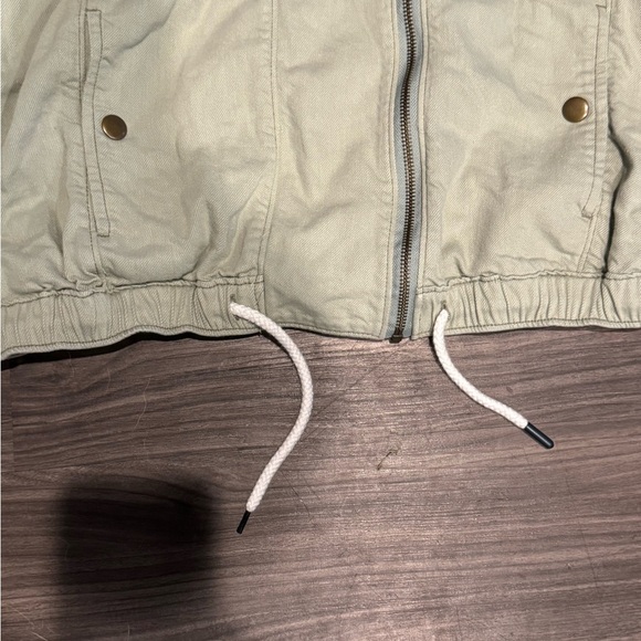 Anthropologie Pilcro Tidal Moto Utility Jacket Size 1X Green Cropped Fall Coat - Picture 4 of 6